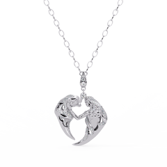 Dual Mermaid Shape Diamond Pendant Necklace in Rose Gold - HIGHCARAT DIAMONDS