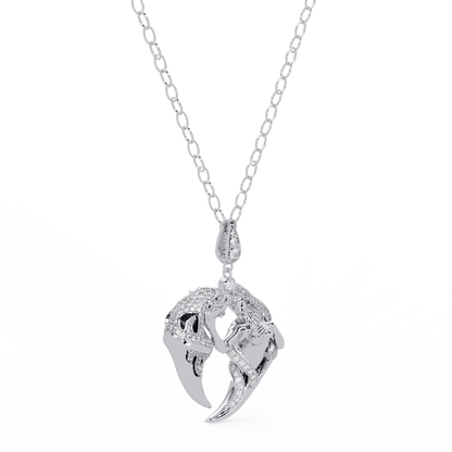 Dual Mermaid Shape Diamond Pendant Necklace in Rose Gold - HIGHCARAT DIAMONDS