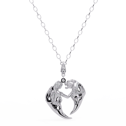 Dual Mermaid Shape Diamond Pendant Necklace in Rose Gold - HIGHCARAT DIAMONDS