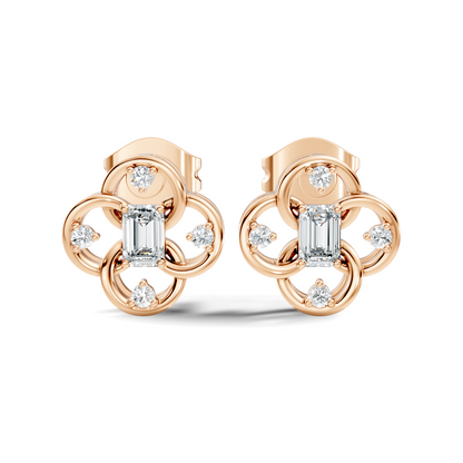 EEmerald Cut Lab Grown & Natural Daimond Unique Delicate Vintage Party Wear Earring For Her