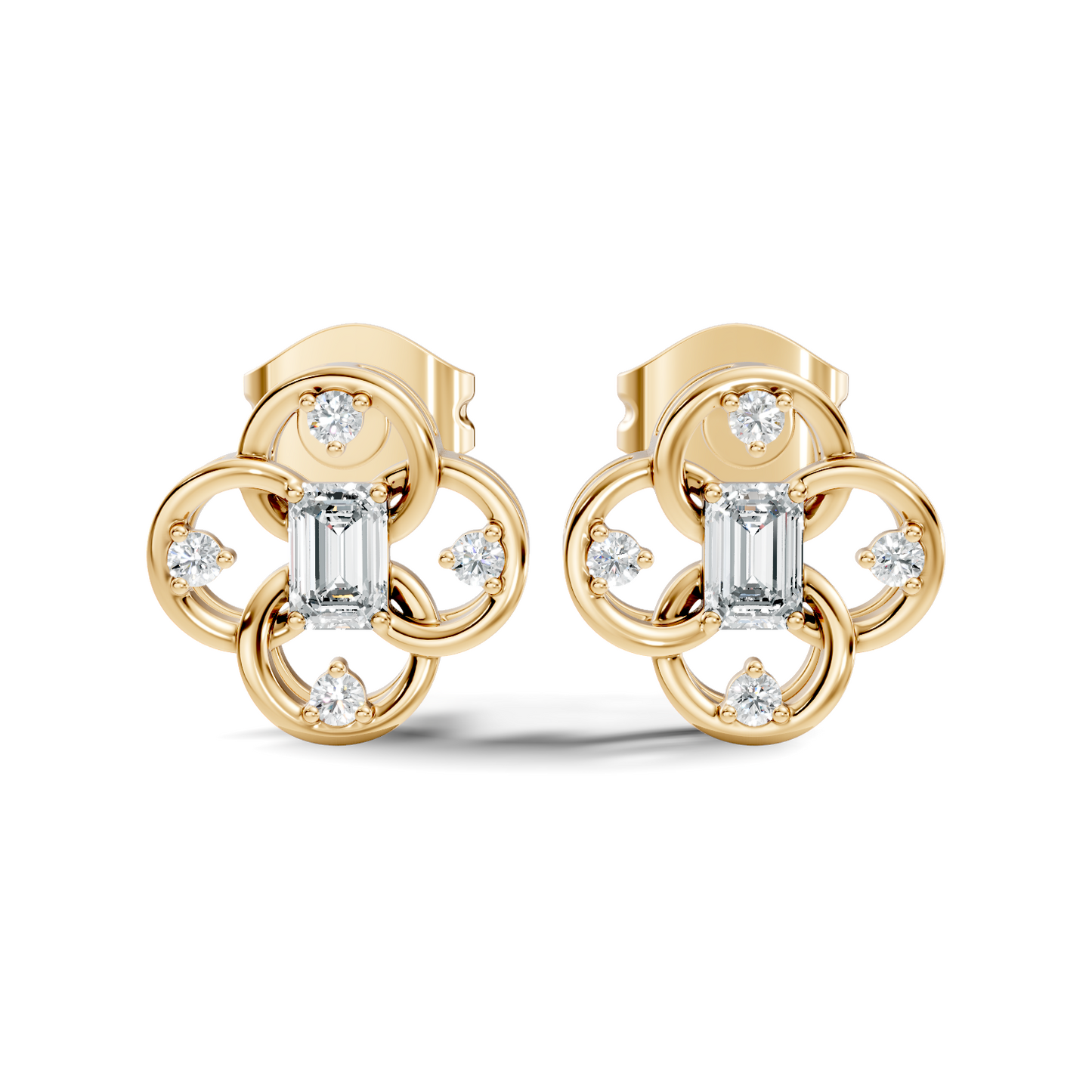 EEmerald Cut Lab Grown & Natural Daimond Unique Delicate Vintage Party Wear Earring For Her