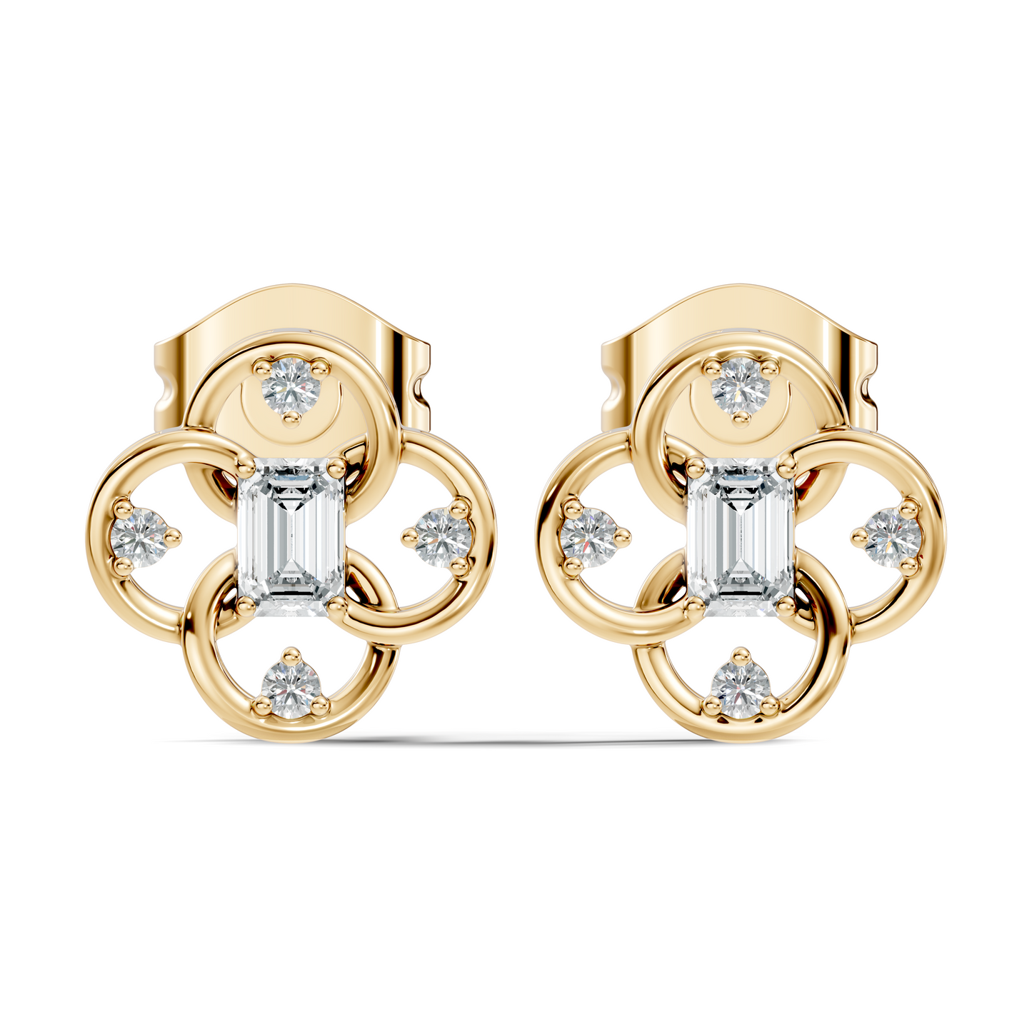 EEmerald Cut Lab Grown & Natural Daimond Unique Delicate Vintage Party Wear Earring For Her