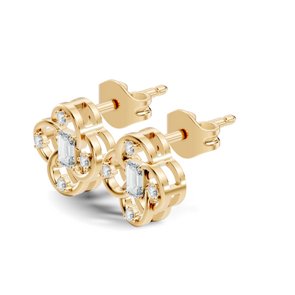 EEmerald Cut Lab Grown & Natural Daimond Unique Delicate Vintage Party Wear Earring For Her