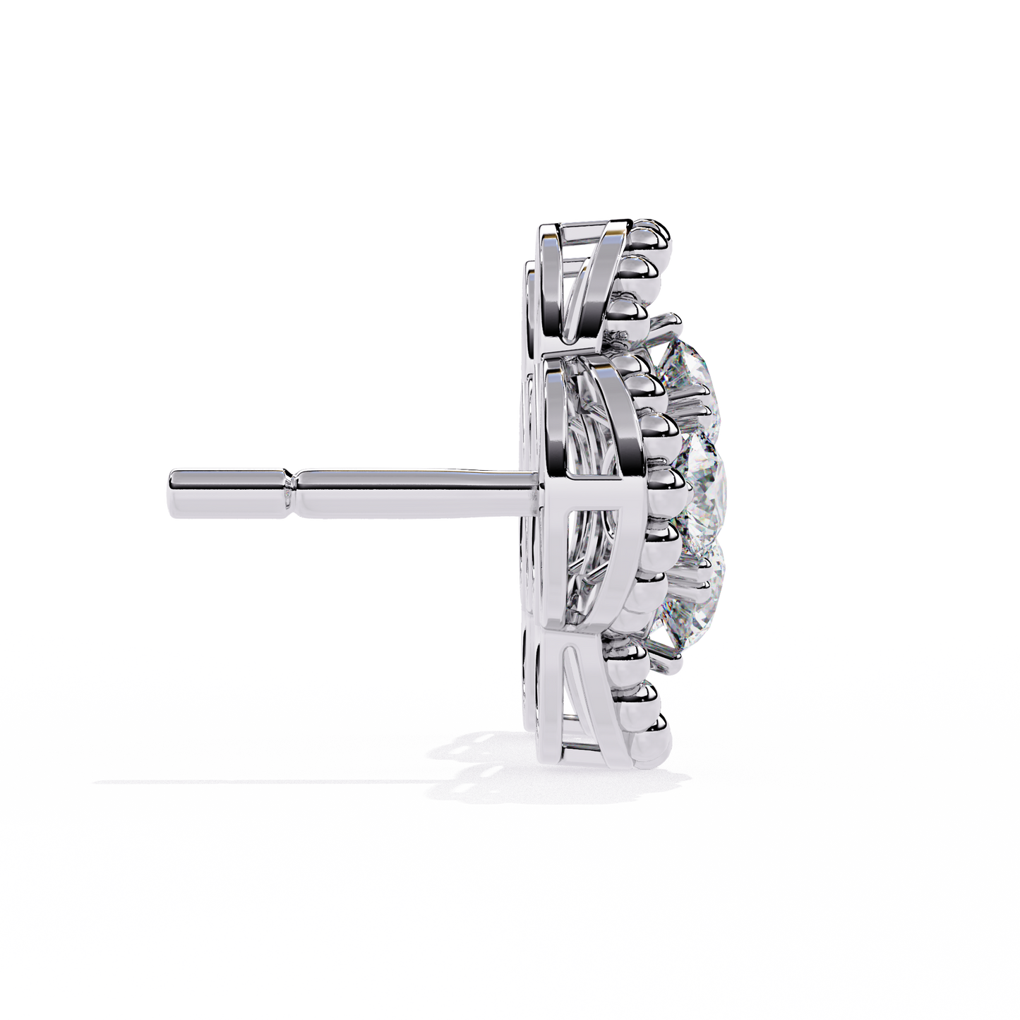 18k Solid Yellow Gold Round Cut Lab Grown & Natural Diamond Vintage Minimalist Screw Back Cluster Stud Earring