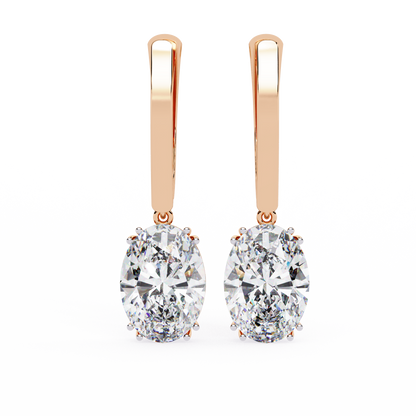 1.62Ct Oval Cut Lab Grown Diamond Delicate Fish Lock Bali Dainty 14k Solid White Gold Hoop Earring For Her