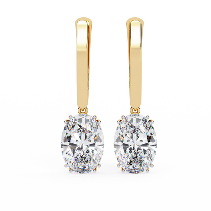 1.62Ct Oval Cut Lab Grown Diamond Delicate Fish Lock Bali Dainty 14k Solid White Gold Hoop Earring For Her