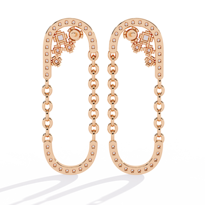 Round And Princess Cut Diamond Antique Floral Chain Dainty Prong Set Timeless Unique Earring Eco Friendly Gift