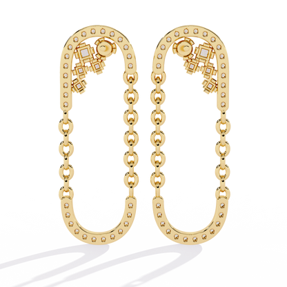 Round And Princess Cut Diamond Antique Floral Chain Dainty Prong Set Timeless Unique Earring Eco Friendly Gift
