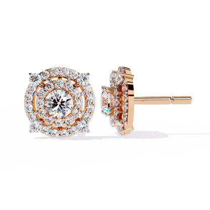 2.29 Ct Round Cut Lab Grown  Diamond Antique Cluster Prong Set Minimalist Daily Wear Stud Earring