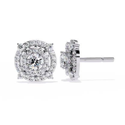 2.29 Ct Round Cut Lab Grown  Diamond Antique Cluster Prong Set Minimalist Daily Wear Stud Earring