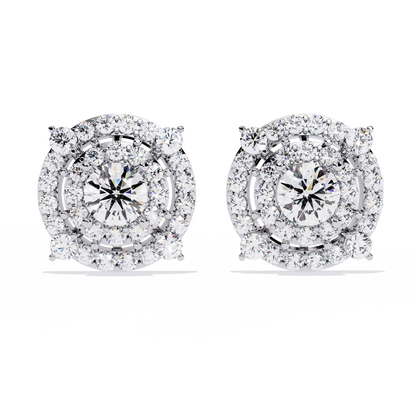 2.29 Ct Round Cut Lab Grown  Diamond Antique Cluster Prong Set Minimalist Daily Wear Stud Earring