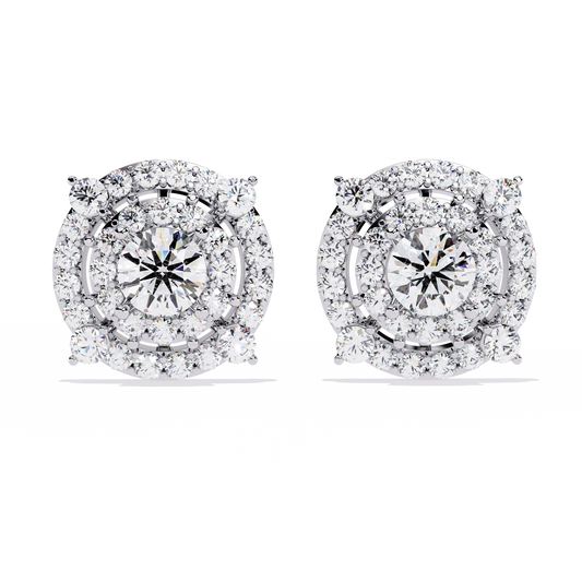 2.29 Ct Round Cut Lab Grown  Diamond Antique Cluster Prong Set Minimalist Daily Wear Stud Earring