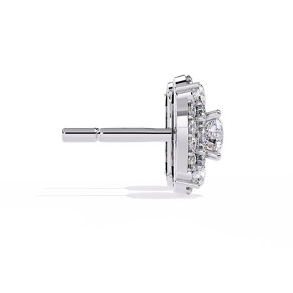 2.29 Ct Round Cut Lab Grown  Diamond Antique Cluster Prong Set Minimalist Daily Wear Stud Earring