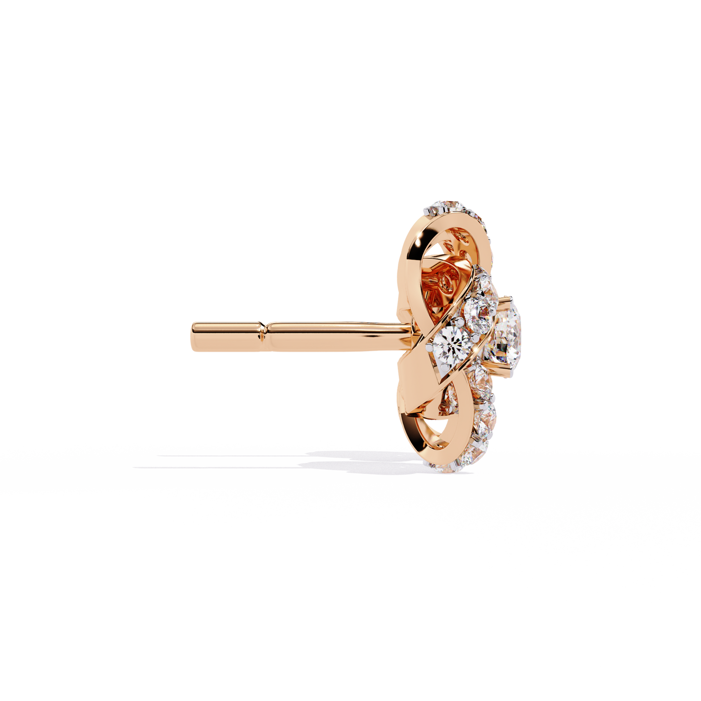 14k Solid Gold Round Cut Lab Grown Diamond Twisted Sparkling Cluster Stud Earrings For Her