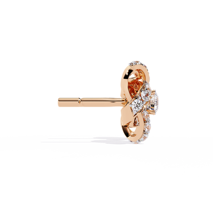 14k Solid Gold Round Cut Lab Grown Diamond Twisted Sparkling Cluster Stud Earrings For Her