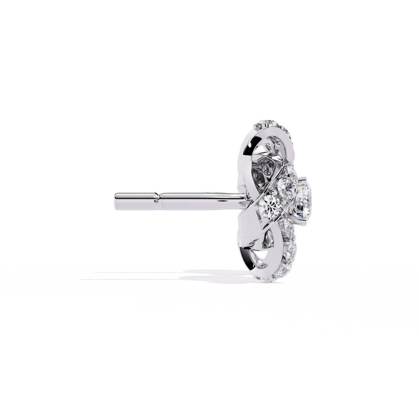 14k Solid Gold Round Cut Lab Grown Diamond Twisted Sparkling Cluster Stud Earrings For Her