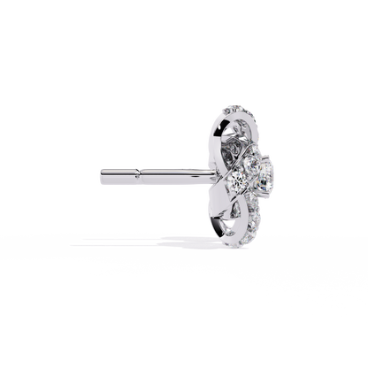 14k Solid Gold Round Cut Lab Grown Diamond Twisted Sparkling Cluster Stud Earrings For Her