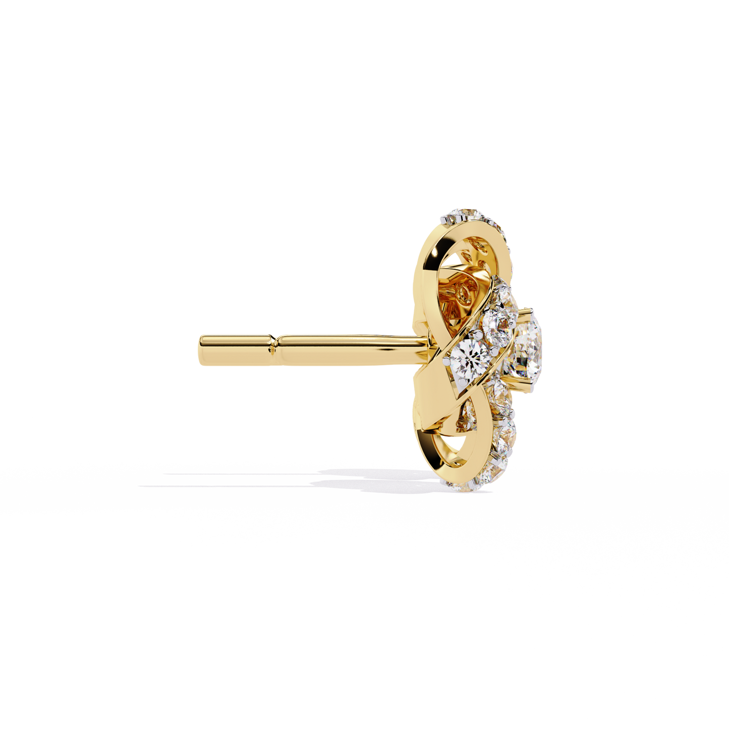 14k Solid Gold Round Cut Lab Grown Diamond Twisted Sparkling Cluster Stud Earrings For Her