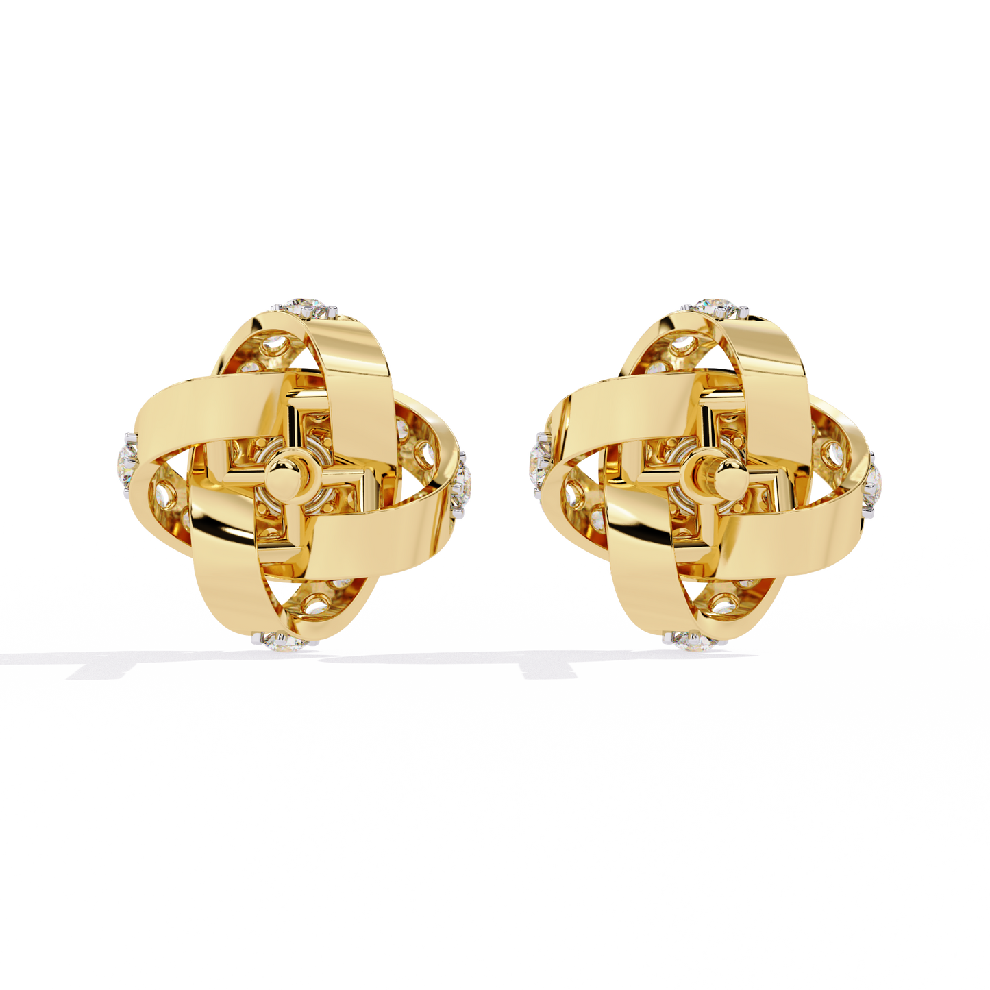 14k Solid Gold Round Cut Lab Grown Diamond Twisted Sparkling Cluster Stud Earrings For Her