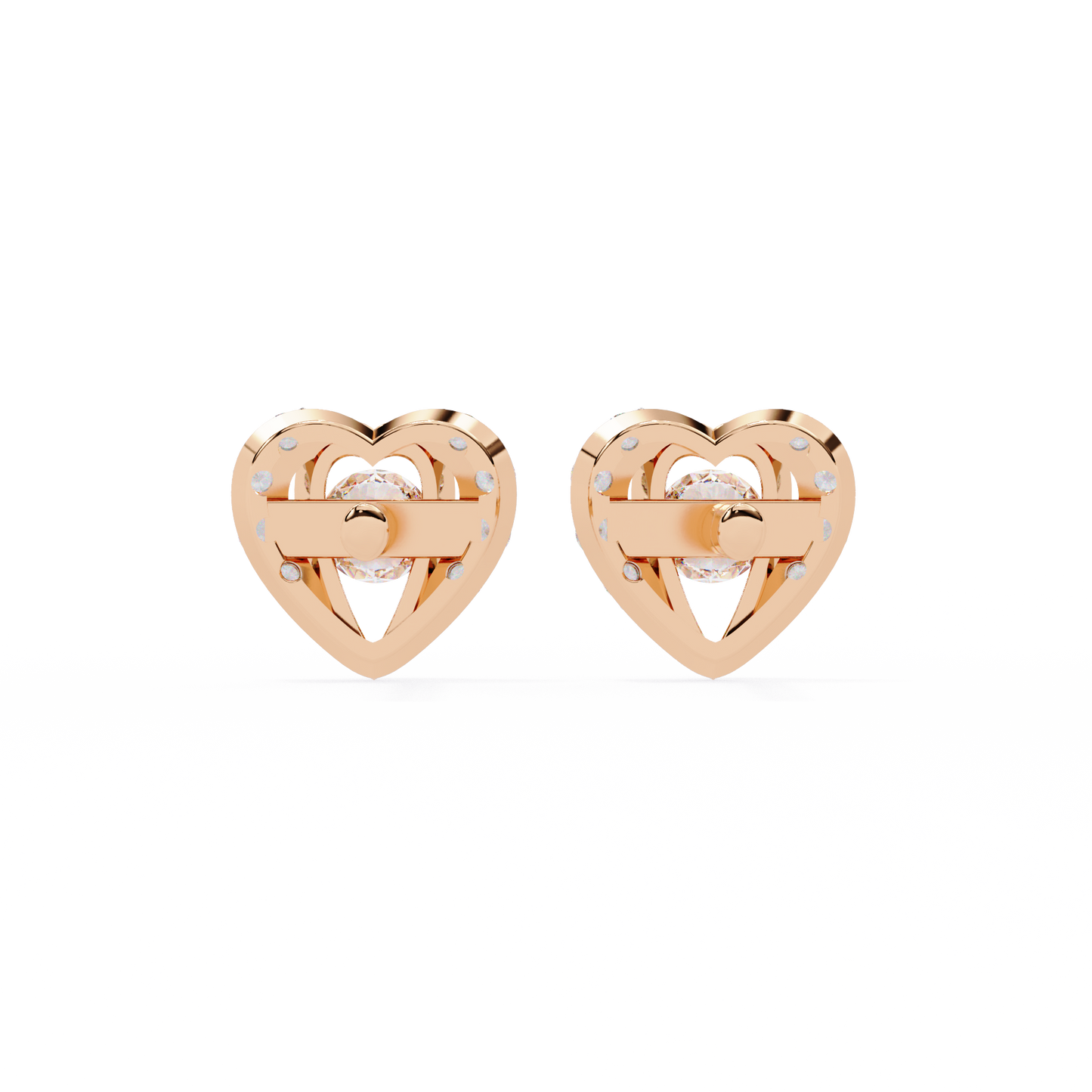 Heart Shape Round Cut Top Grade Diamond Vintage Delicate Antique Handmade Screw Back Stud Earring For Women's
