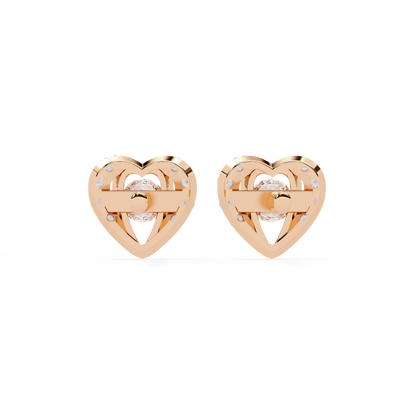 Heart Shape Round Cut Top Grade Diamond Vintage Delicate Antique Handmade Screw Back Stud Earring For Women's