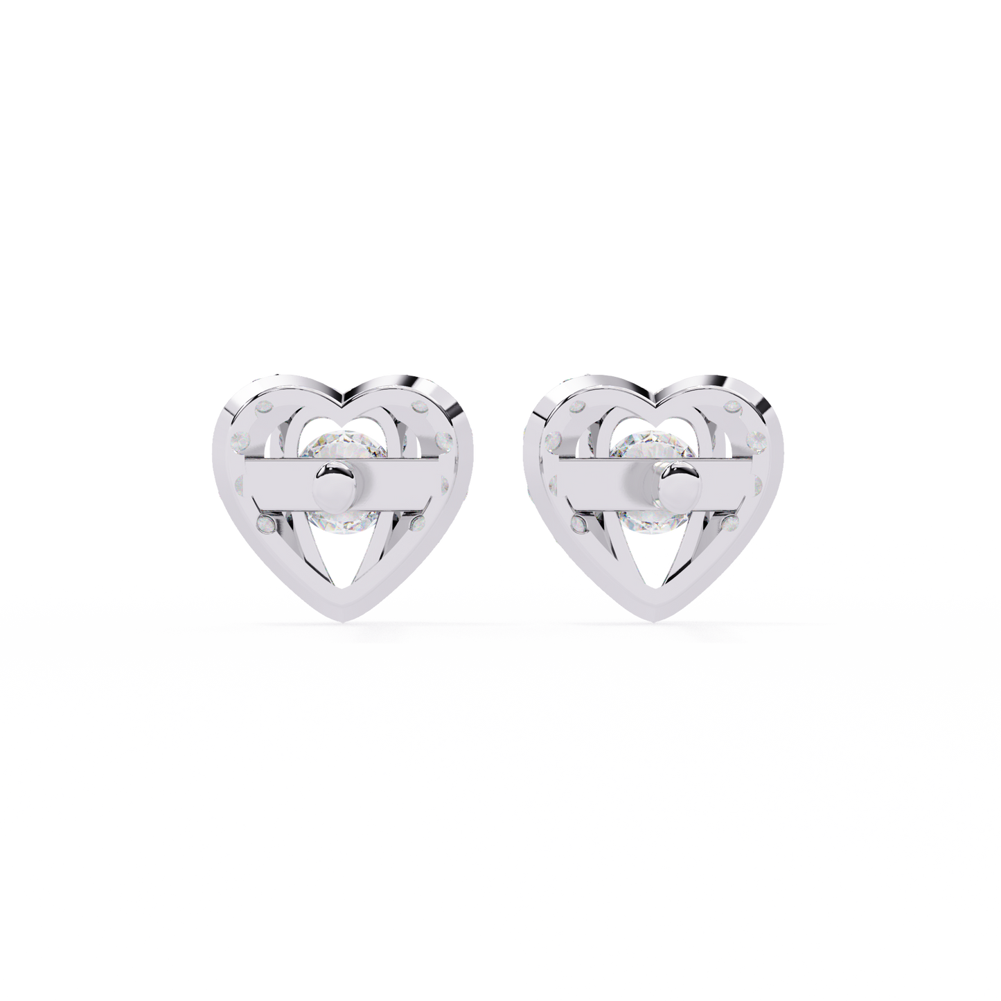 Heart Shape Round Cut Top Grade Diamond Vintage Delicate Antique Handmade Screw Back Stud Earring For Women's