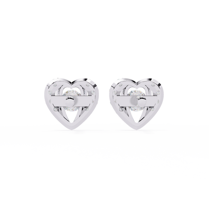 Heart Shape Round Cut Top Grade Diamond Vintage Delicate Antique Handmade Screw Back Stud Earring For Women's