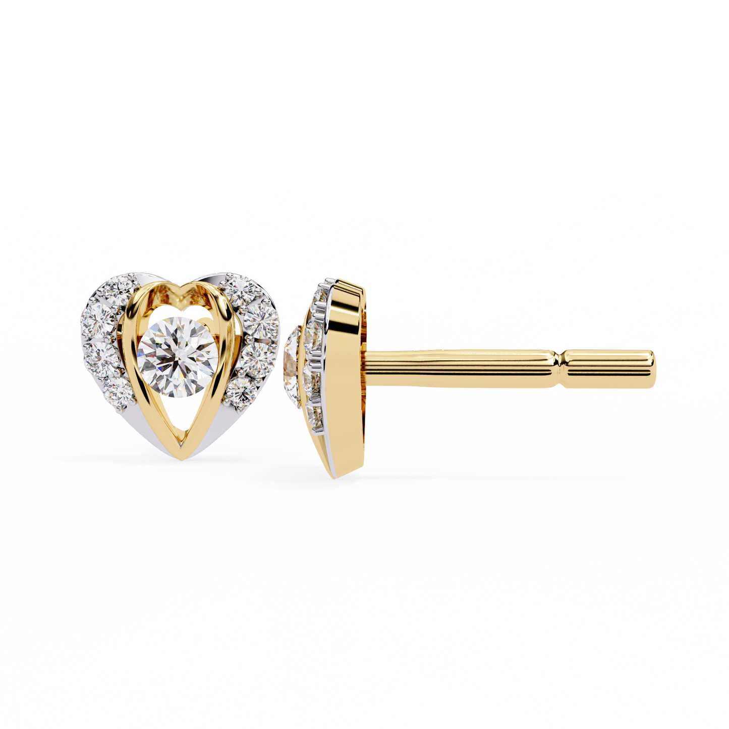 Heart Shape Round Cut Top Grade Diamond Vintage Delicate Antique Handmade Screw Back Stud Earring For Women's