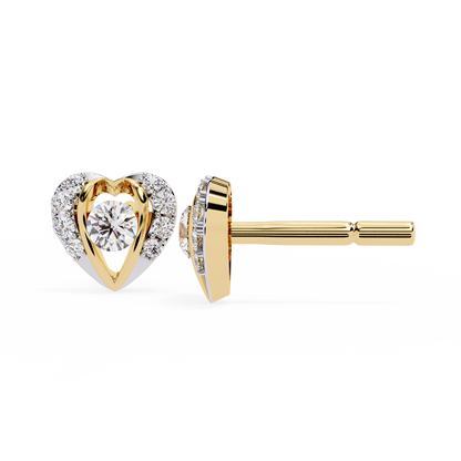 Heart Shape Round Cut Top Grade Diamond Vintage Delicate Antique Handmade Screw Back Stud Earring For Women's