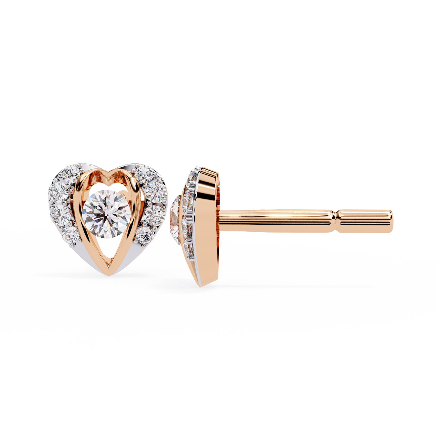 Heart Shape Round Cut Top Grade Diamond Vintage Delicate Antique Handmade Screw Back Stud Earring For Women's