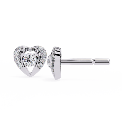Heart Shape Round Cut Top Grade Diamond Vintage Delicate Antique Handmade Screw Back Stud Earring For Women's
