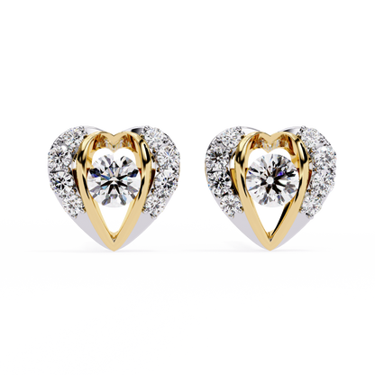 Heart Shape Round Cut Top Grade Diamond Vintage Delicate Antique Handmade Screw Back Stud Earring For Women's