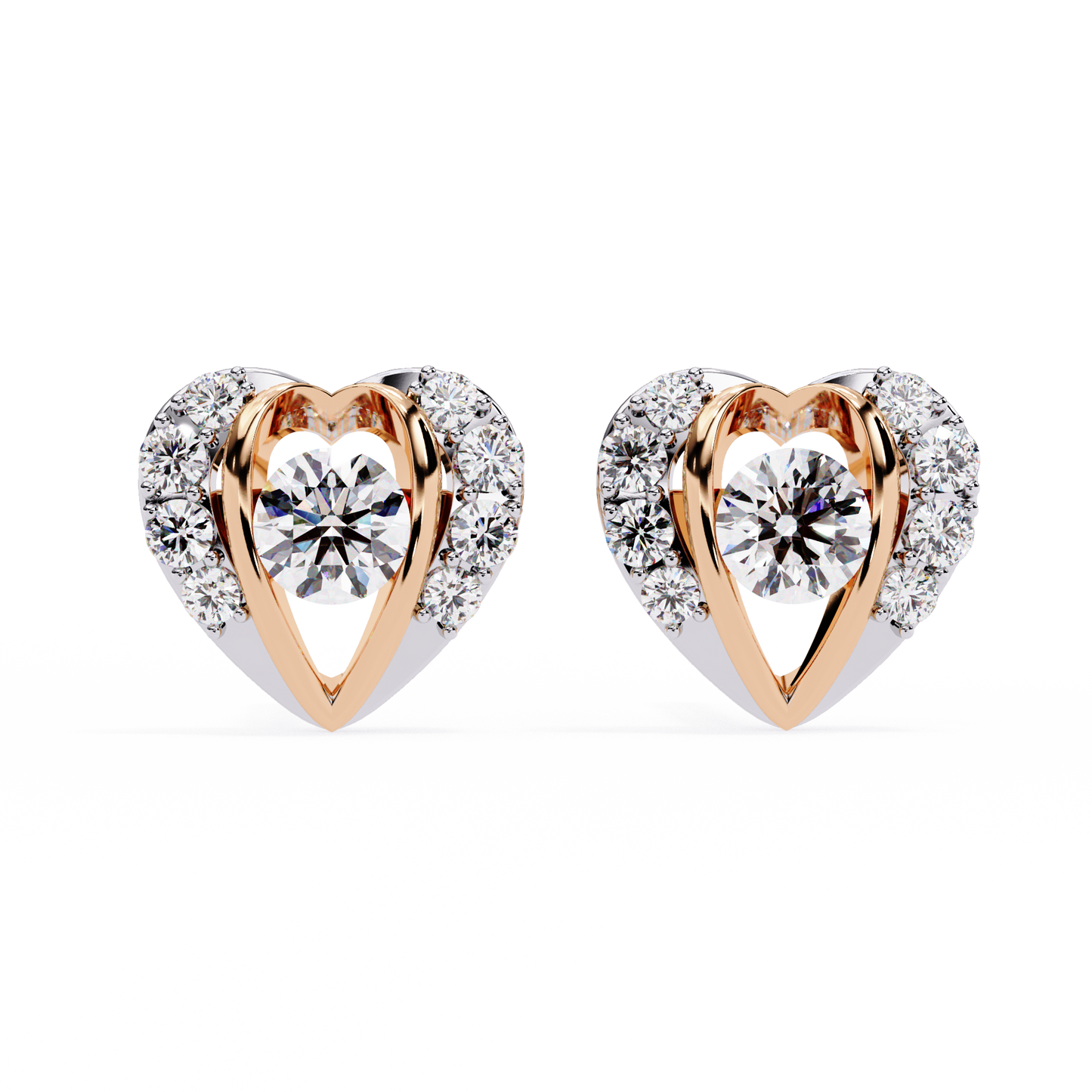 Heart Shape Round Cut Top Grade Diamond Vintage Delicate Antique Handmade Screw Back Stud Earring For Women's