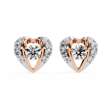Heart Shape Round Cut Top Grade Diamond Vintage Delicate Antique Handmade Screw Back Stud Earring For Women's