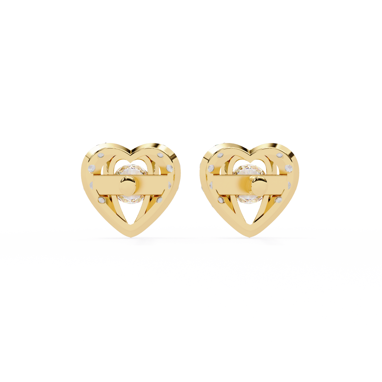 Heart Shape Round Cut Top Grade Diamond Vintage Delicate Antique Handmade Screw Back Stud Earring For Women's