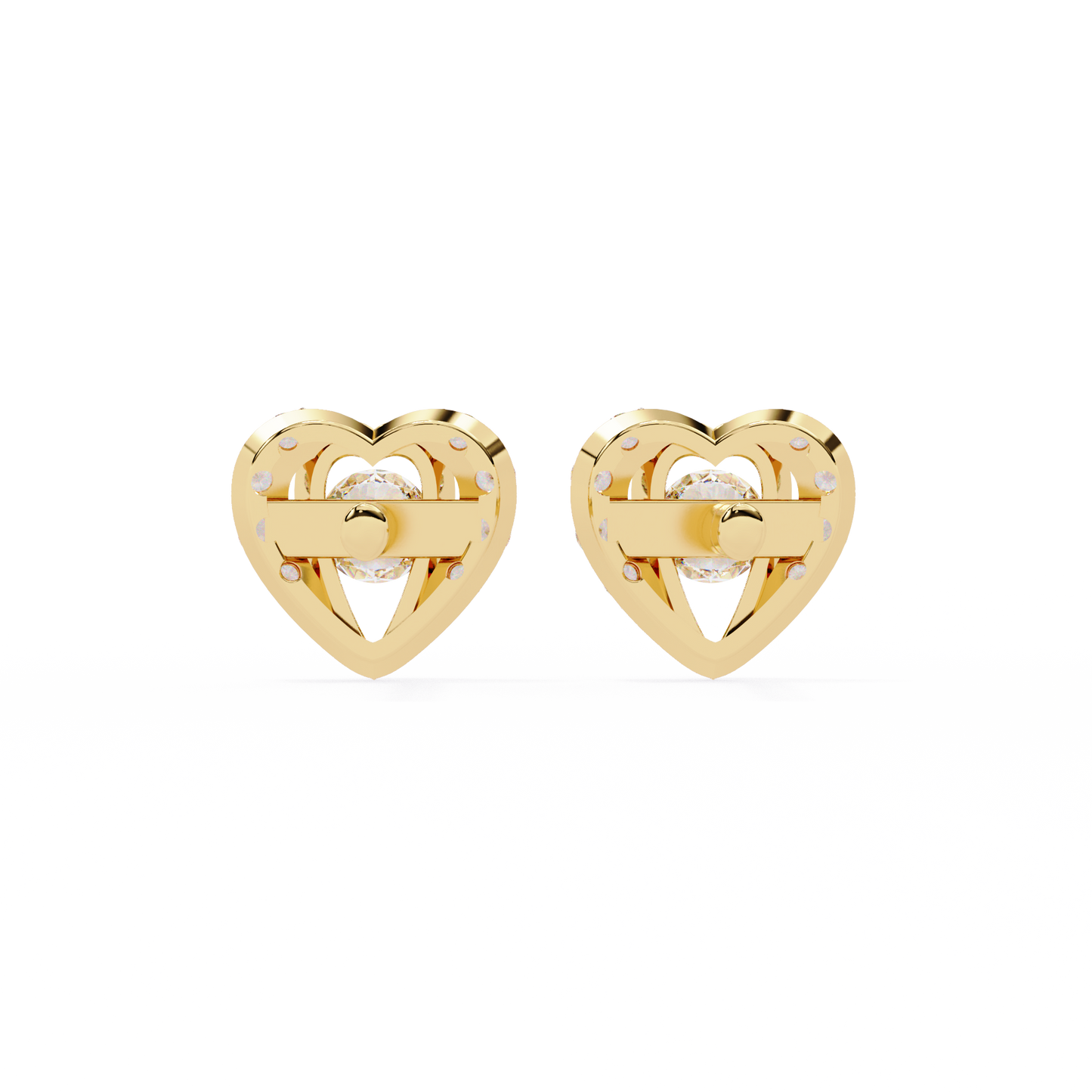 Heart Shape Round Cut Top Grade Diamond Vintage Delicate Antique Handmade Screw Back Stud Earring For Women's