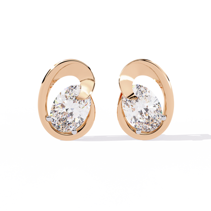 Solitaire 1.32Ct Oval Cut Lab Grown Diamond Antique Cluster Elegant Dainty Daily Wear Stud Earring Gift For Her
