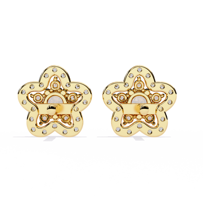 Prong Set Round Cut Daimond Star Shape Minimalist Vintage Push Back Sparkling Classic Daily Wear Dainty Stud Earring