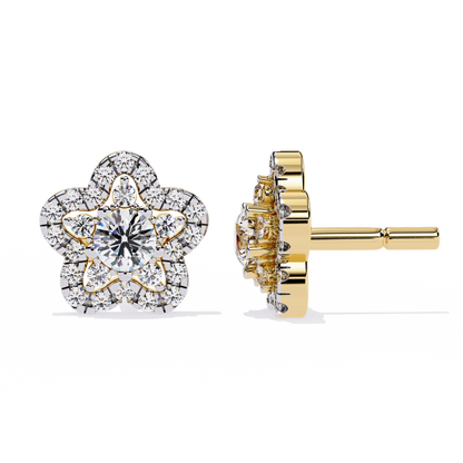 Prong Set Round Cut Daimond Star Shape Minimalist Vintage Push Back Sparkling Classic Daily Wear Dainty Stud Earring