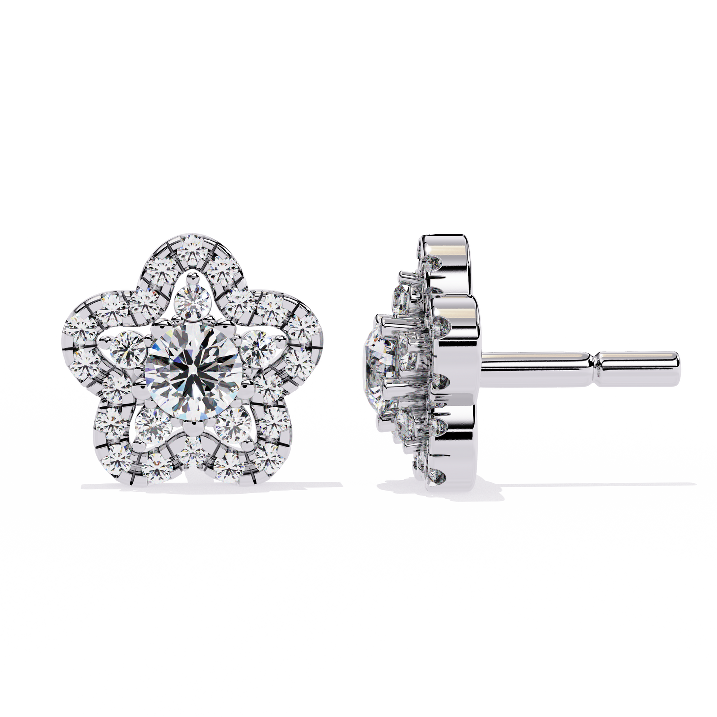 Prong Set Round Cut Daimond Star Shape Minimalist Vintage Push Back Sparkling Classic Daily Wear Dainty Stud Earring