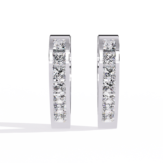 Vintage Princess Cut Top Grade Diamond Elegant Minimalist Stunning Handmade Hoop Party Wear Earring For Her