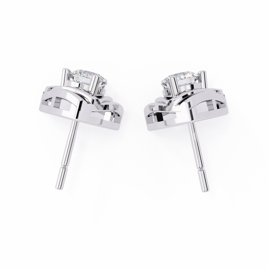 Trilliant Shape Round Cut Top Grade Diamond Unique  Solitaire Simple Vintage Cluster Every Day Stud Earring