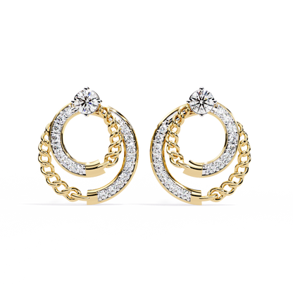 Open Circle Shape Round Cut Lab Grown Diamond Stunning Classic Handcrafted Bridesmaid Stud Earring For Her
