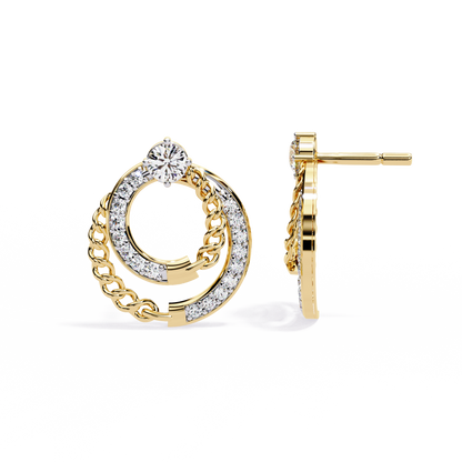 Open Circle Shape Round Cut Lab Grown Diamond Stunning Classic Handcrafted Bridesmaid Stud Earring For Her