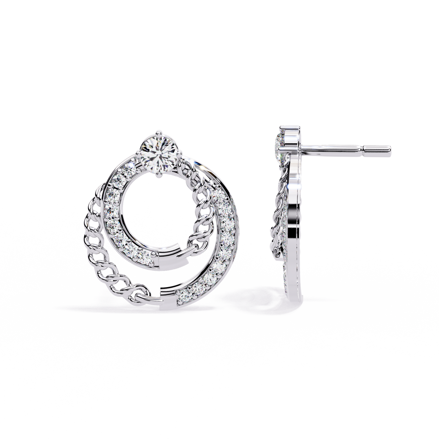 Open Circle Shape Round Cut Lab Grown Diamond Stunning Classic Handcrafted Bridesmaid Stud Earring For Her
