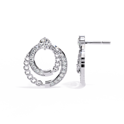 Open Circle Shape Round Cut Lab Grown Diamond Stunning Classic Handcrafted Bridesmaid Stud Earring For Her