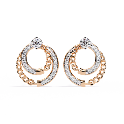 Open Circle Shape Round Cut Lab Grown Diamond Stunning Classic Handcrafted Bridesmaid Stud Earring For Her