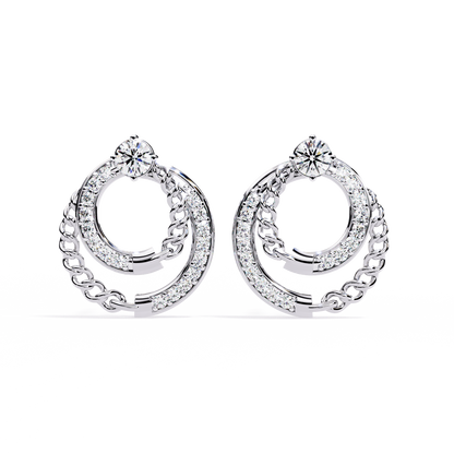 Open Circle Shape Round Cut Lab Grown Diamond Stunning Classic Handcrafted Bridesmaid Stud Earring For Her