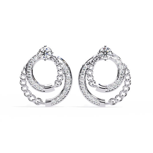 Open Circle Shape Round Cut Lab Grown Diamond Stunning Classic Handcrafted Bridesmaid Stud Earring For Her