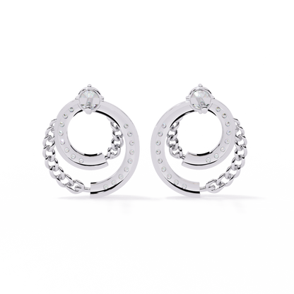 Open Circle Shape Round Cut Lab Grown Diamond Stunning Classic Handcrafted Bridesmaid Stud Earring For Her